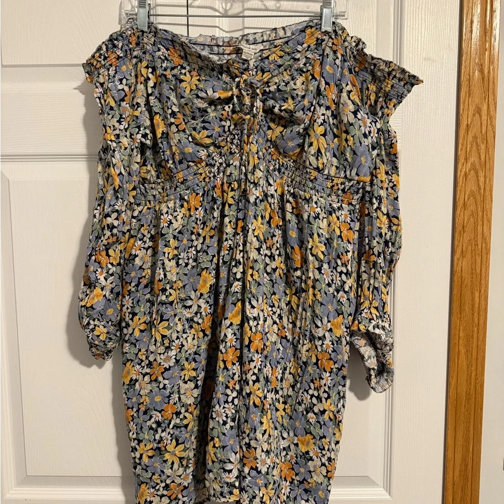 American Eagle Outfitters Floral Mini Dress - Blue and Yellow - Picture 3 of 9
